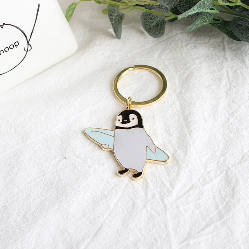 Korea Style Animal Bear Penguin Gold Metal Keychain