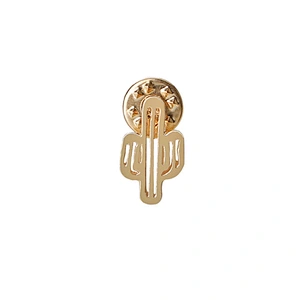 Gold Hollow Pineapple and Cactus Lapel Pin