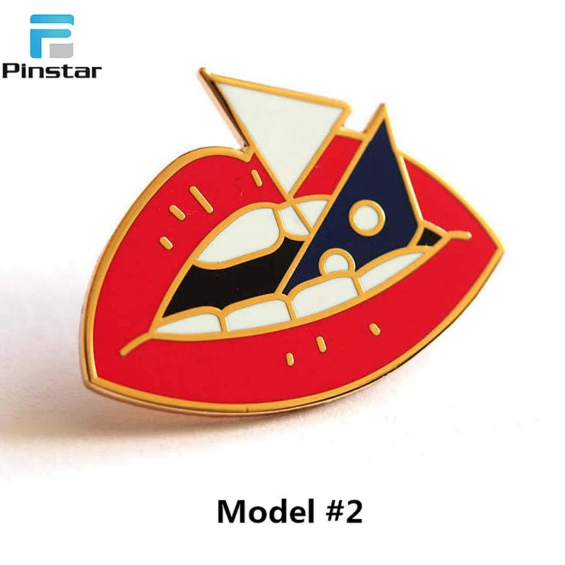 Rolling Stones Red Lips Tongue Enamel Pin and other Soft Enamel Lip Pin