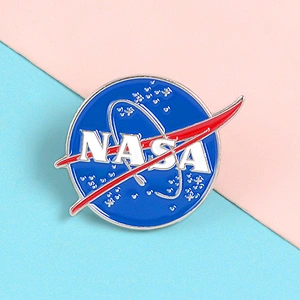 Factory Wholesale In Stock Custom Design Logo NASA Enamel Brooch Lapel Pin for Cloth