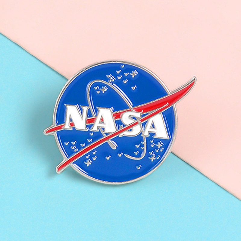 Factory Wholesale In Stock Custom Design Logo NASA Enamel Brooch Lapel Pin for Cloth