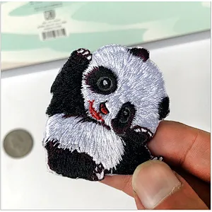 free sample low price cute Panda iron-on embroidery patches