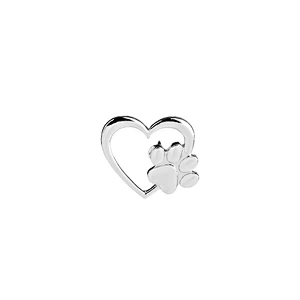 Gold and Silver Hollow Love Heart Brooch Pin with Paw