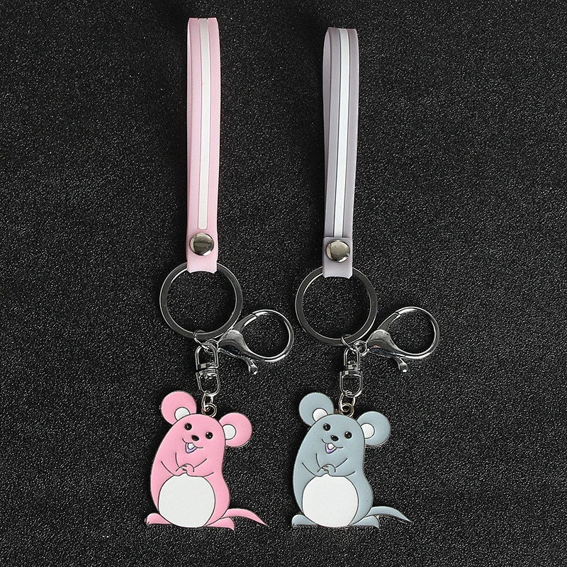 Pink Gray Keychain rat Year of the Rat Keychain 2020 Zodiac Keychains