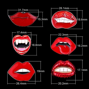 Hot Sale In Stock Fashion Lips Brooch Pin Sexy Red Lip Soft Enamel Lapel Pin