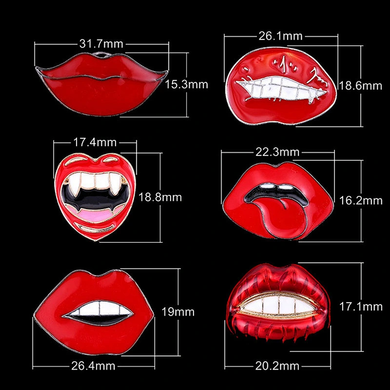 Hot Sale In Stock Fashion Lips Brooch Pin Sexy Red Lip Soft Enamel Lapel Pin