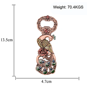 Factory Wholesale In Stock Retro Peacock Stainless Beer Bottle Opener with Crystal Rhinestone No Minimum Order