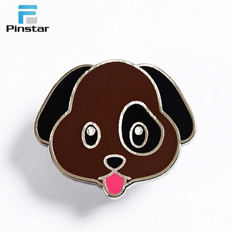 3d dog shaped hard enamel lapel pin badge