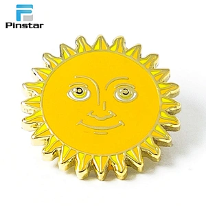 Funny sun smiley face lapel pin with design cute logos