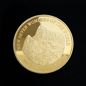 Factory Making Cheap High Quality SEVEN WORLD WONDERS Souvenir Gold Plated Coin