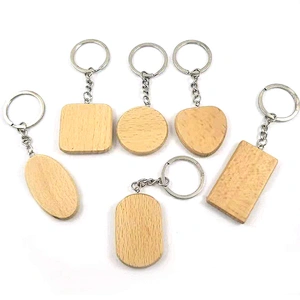 Wholesale In Stock Cheap Blank Wooden Keychains Custom Shape Wood Keychain