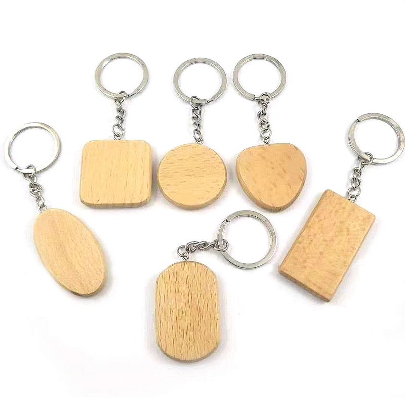 Wholesale In Stock Cheap Blank Wooden Keychains Custom Shape Wood Keychain