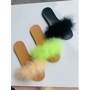 factory Direct Wholesale fur slides raccoon fur slides fur slides for women
