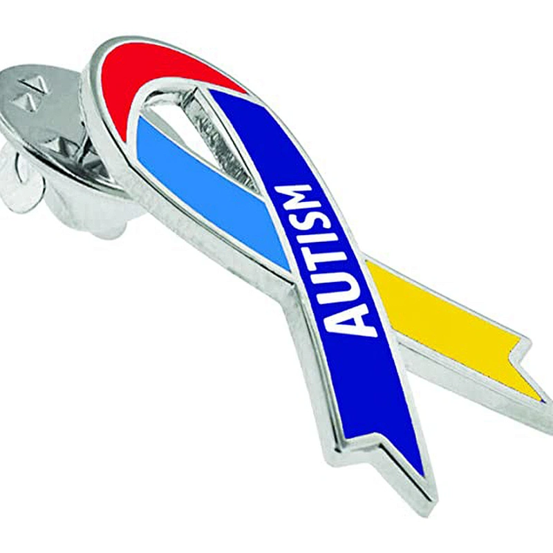 Autism Multicolored Awareness Ribbon Enamel Lapel Pin