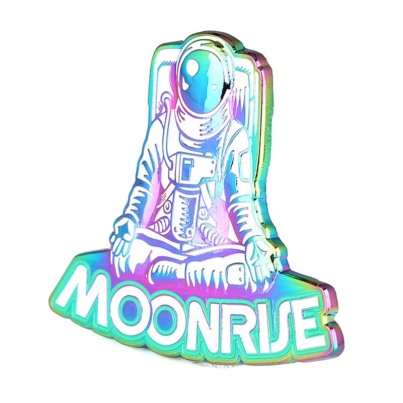 Factory Making High Quality Custom Logo Spaceman Hard Enamel Lapel Pin with Gradient Rainbow Plated