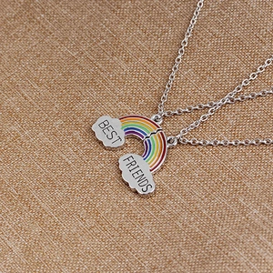 BEST FRIENDS rainbow design sliver plating pendant necklaces