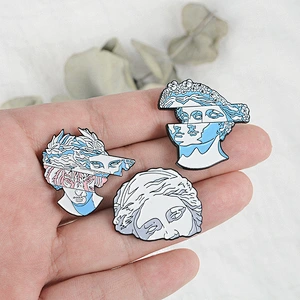 Making Custom Design Abstract Art Stone Statue Human Head Soft Enamel Pin