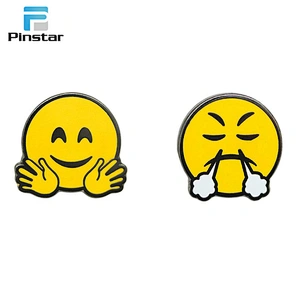Funny sun smiley face lapel pin with design cute logos