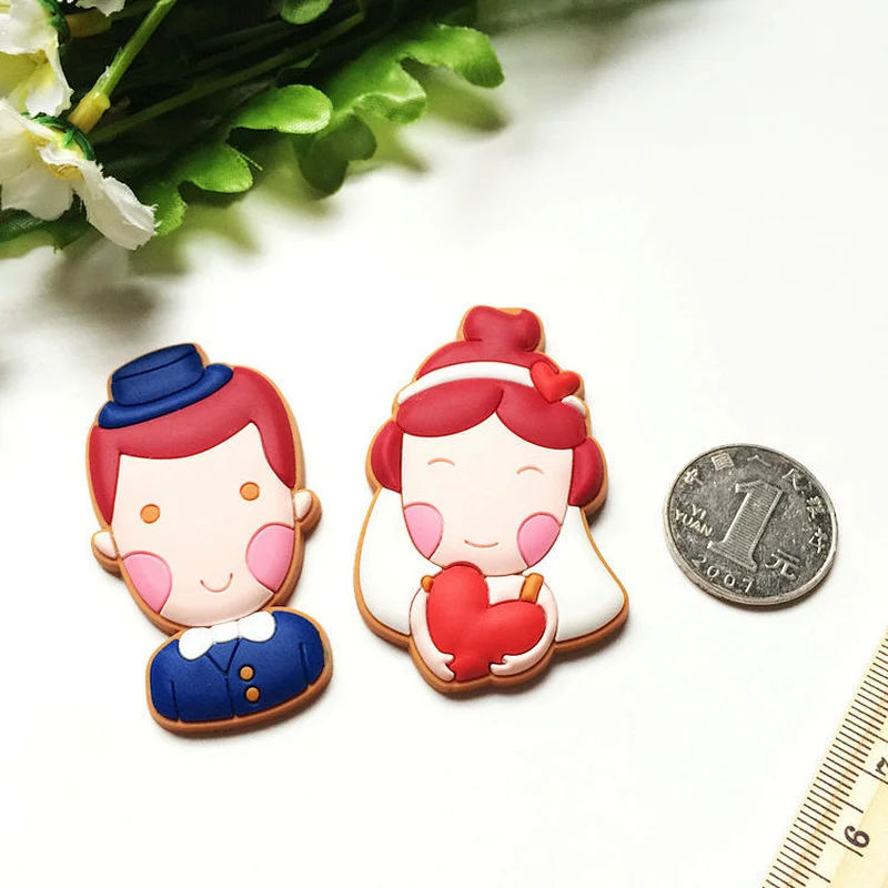 3D PVC Bride and Groom Wedding Magnets for Fridge Souvenir