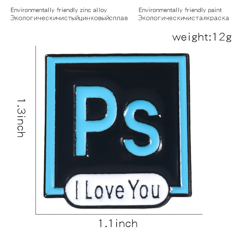 Personalized PS AI Logo Enamel Lapel Pin Badge