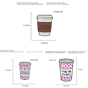 Wholesale In Stock Cute Cartoon Drink Accessory Lapel Pins Tea Milk Coffee Cup Enamel Hat Pin