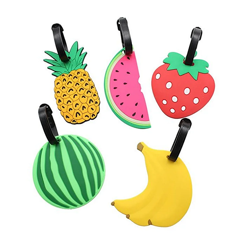 Hot sale custom different fruits soft PVC rubber luggage tags