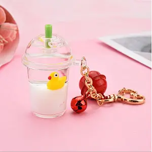 In stock new design acrylic key chain Milk tea cup key chain