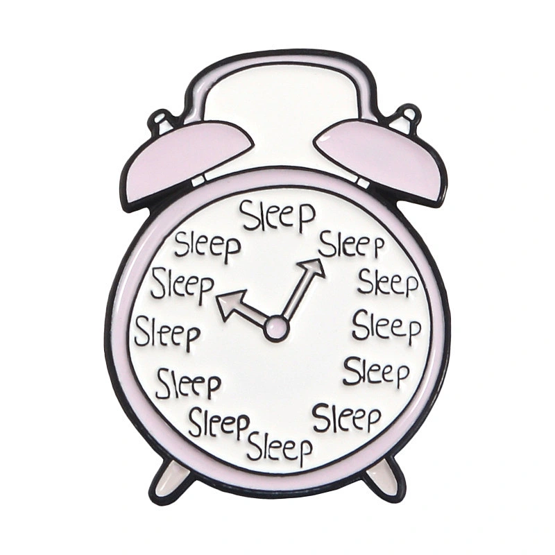 Different Styles Pink Cute Jar Alarm Clock with Funny Words Enamel Pin