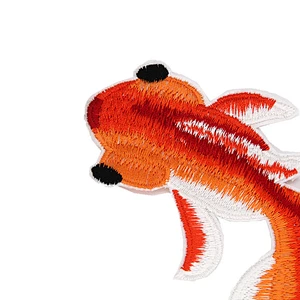 High quality goldfish custom embroidery patches iron on for clothing