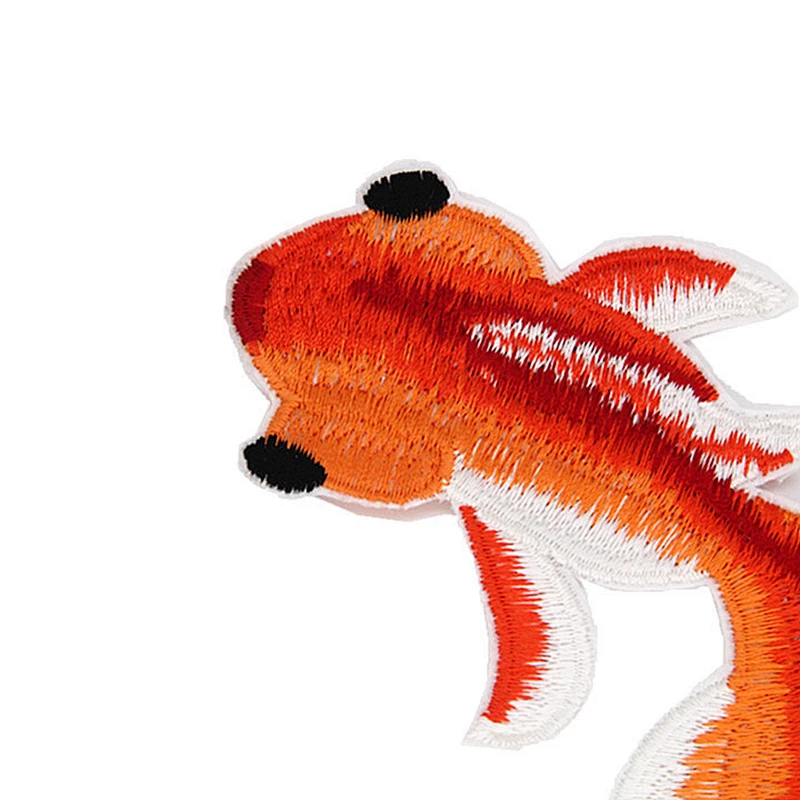 High quality goldfish custom embroidery patches iron on for clothing