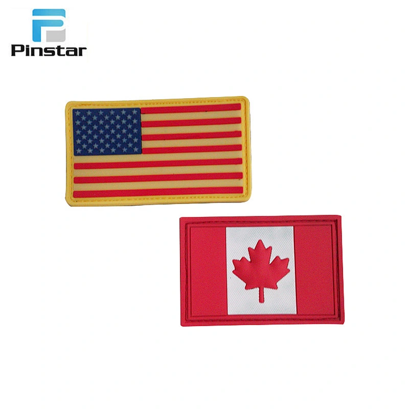 Different colors and styles customized canadian flag soft rubber pvc patch