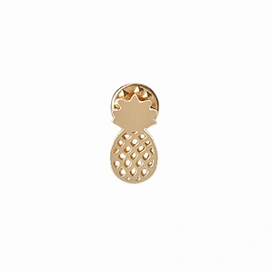 Gold Hollow Pineapple and Cactus Lapel Pin