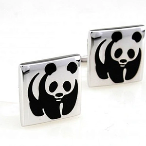 Fashion metal captain China panda custom cufflink for wholesale
