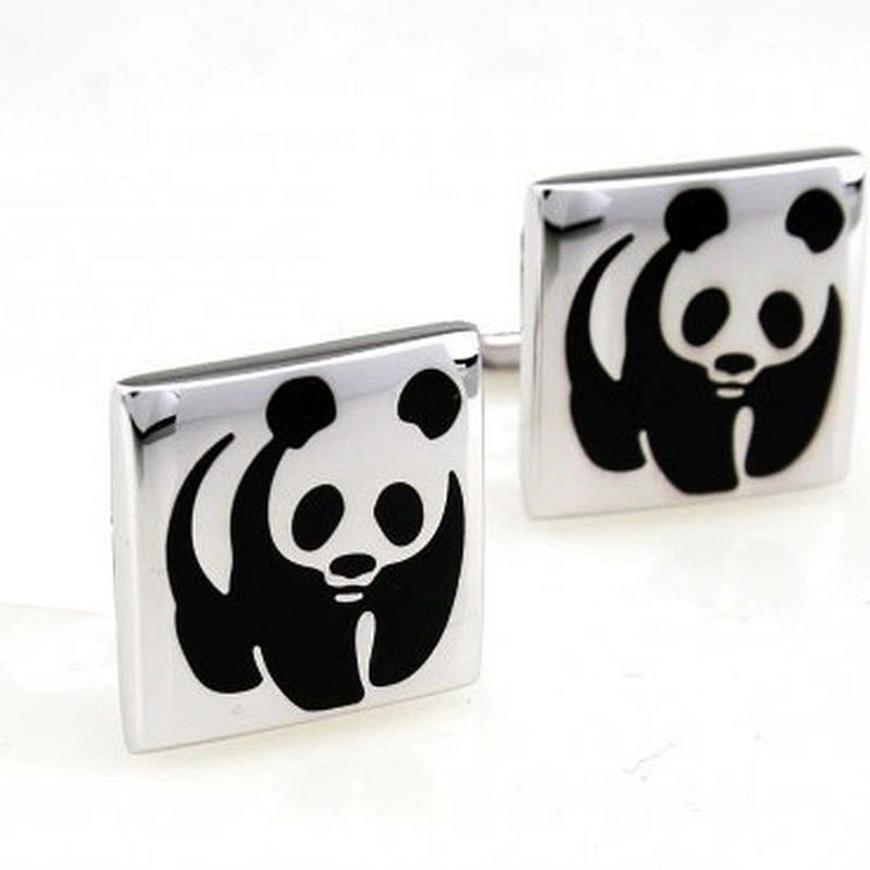 Fashion metal captain China panda custom cufflink for wholesale