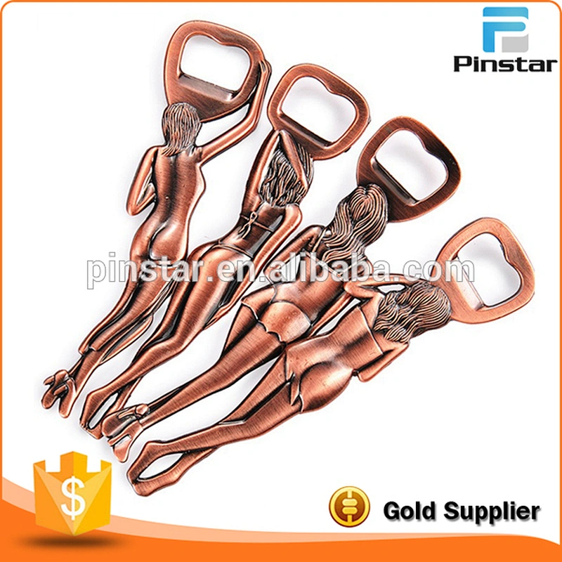 2017 Hot Sale Sexy Girl Zinc Alloy Antique Copper Bottle Opener