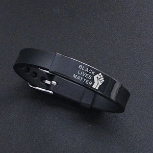 I CAN'T BREATHE Protest Power Stainless Steel Silicone Bracelet Black Lives Matter Engraved Bracelet Women