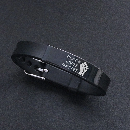 I CAN'T BREATHE Protest Power Stainless Steel Silicone Bracelet Black Lives Matter Engraved Bracelet Women