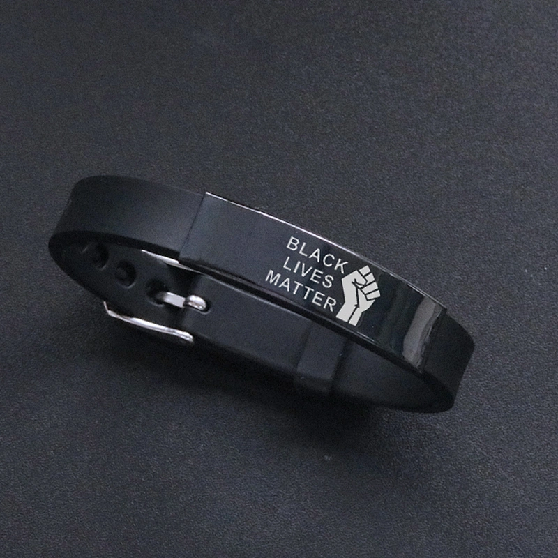 I CAN'T BREATHE Protest Power Stainless Steel Silicone Bracelet Black Lives Matter Engraved Bracelet Women