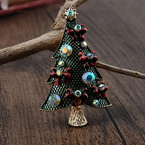 Wholesale Vintage Rhinestone Enamel Christmas Tree Pin Brooch