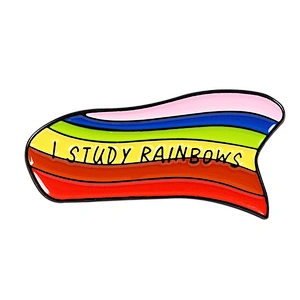 Factory Wholesale In Stock LGBT Pride I STUDY RAINBOWS Flag Enamel Lapel Pin