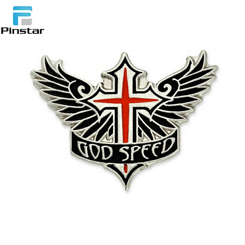 Hundreds Nice design crucifix enamel lapel pin for cloth decoration