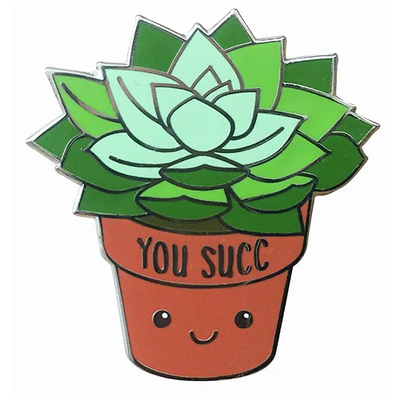 high quality custom succulent plant soft metal enamel lapel pin