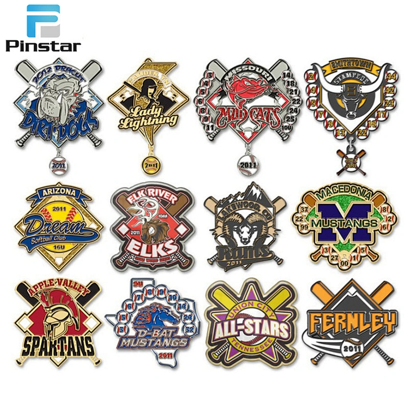 Factory Making Custom Team Club Logo Metal Baseball Bat Metal Keychain