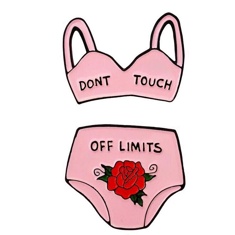 Sexy Bra Underpants with Rose Flower Pink Color Lapel pin