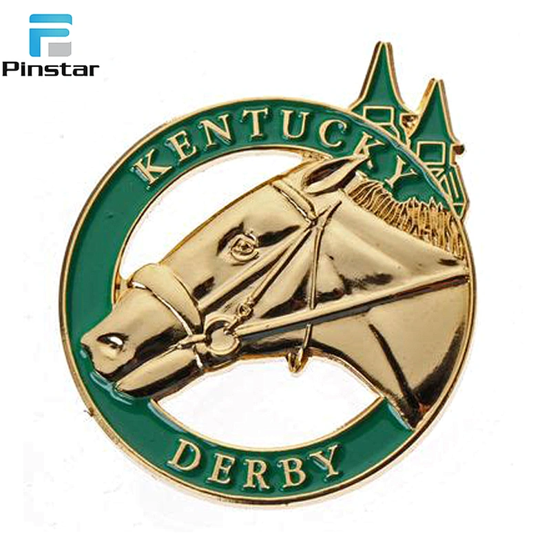 High quality custom soft enamel red running horse gold plated lapel pin badge