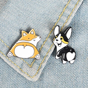 Wholesale In Stock Pet Animal Characters Badge Cute Dog Back Ass Enamel Metal Lapel Pin