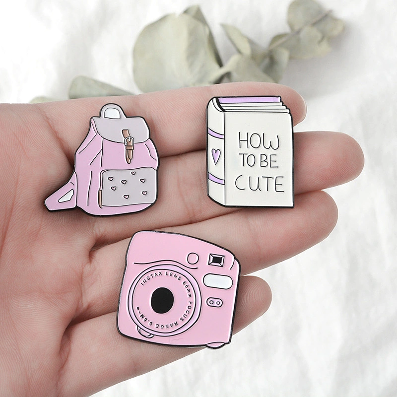 Cute Pink Color Bag Book Camera Phone Shaped Lapel Pin
