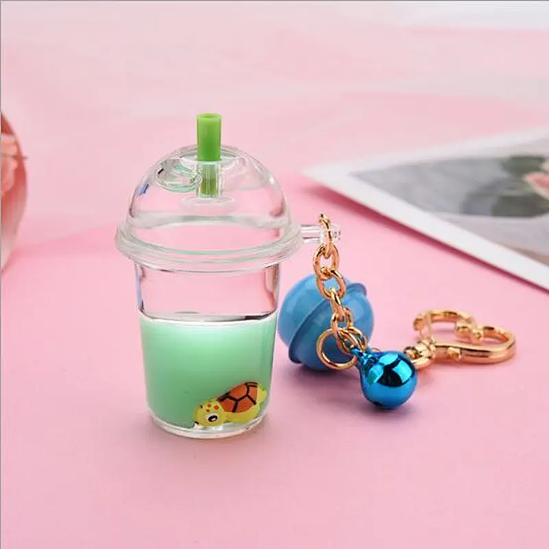 In stock new design acrylic key chain Milk tea cup key chain