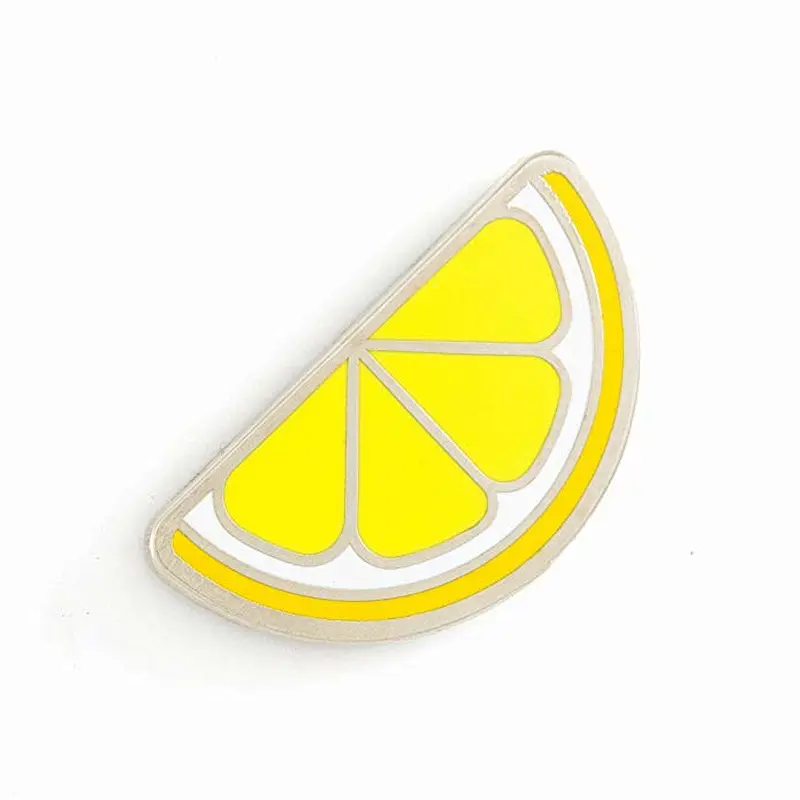 Customized cheap yellow lemon metal lapel pins	for decoration