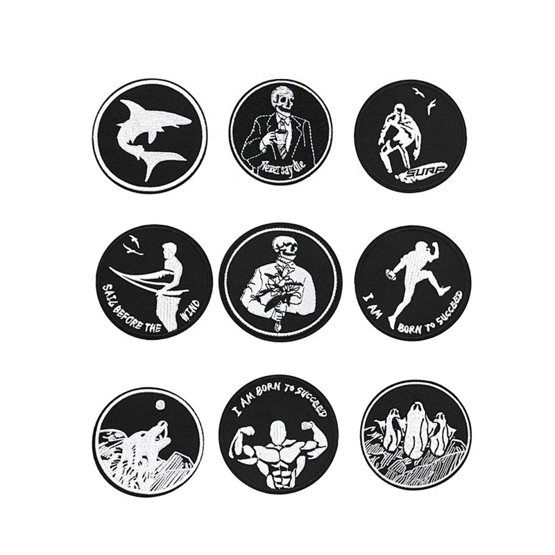 Factory Making Cheap Price Custom Round Shaped Black White Patches